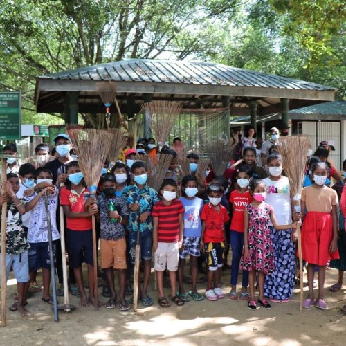 Through our Education Sponsorship Program, a donor supports a child’s education with just LKR 1,000 per month—covering essentials like tuition, uniforms, and school supplies. In return, children are encouraged to give back to their communities through acts of service such as environmental clean-ups, helping the elderly, or assisting with chores. In this photo, the children just finished cleaning the car park of an elephant orphanage.