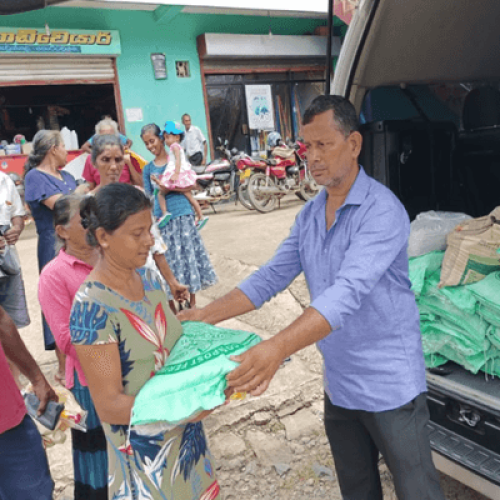 Handing over seeds, fertilizers, and plants